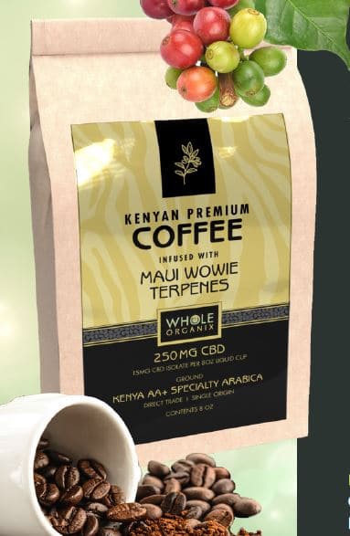 Kenyan AA+ premium ground coffee beans with 250mg CBD